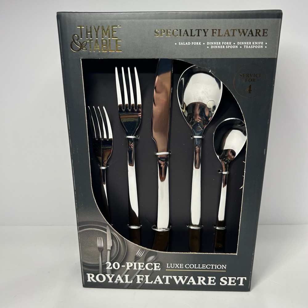 Thyme & Table Royal Flatware Set 20-Piece Luxe Collection Stainless Steel